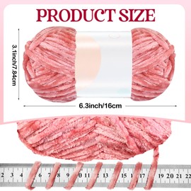 Woanger 20 Skeins Soft Chenille Yarn Velvet Blanket Yarn for Crocheting Hand Knitting Weaving DIY Craft, 93 Yards Each (Pink Tone)