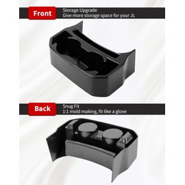 JeCar Backseat Cup Holder Floor Console Mounted Drink Holder Rear Storage Organizer Interior Accessories Compatible with Jeep Wrangler 2018-2023 JL JLU & JT Truck