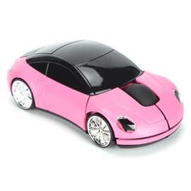 2.4GHz Wireless Mouse, Sport Car Shape Optical Cordless Mice with USB Receiver, Ergonomic PC Office Mouse with Auto Sleep for Laptops Notebook (Roseate)