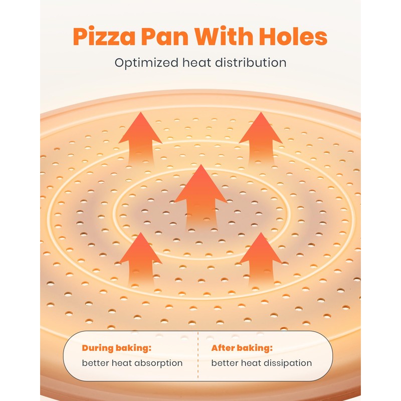 LYNG Pizza Pan 16 Inch, 2 Pack Silicone Nonstick Pizza