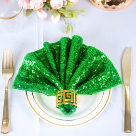 12PCS Sequin Napkins Green 12x12 Inches Sequin Cloth Napkins Glitter Table Napkins for Wedding Party Dinner Decoration