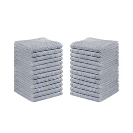 DARWEN STAR Luxury Flannel Face Cloth Set 30 x 30 cm, 100% Ring Spun Cotton Premium Washcloth, Soft Feel Fingertip Towel (Silver, 6)