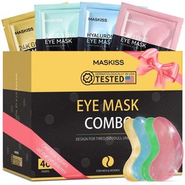 Maskiss Gold Collagen Eye Mask,24k Gold, Caffeine,Hyaluronic Acid,Aloe Vera Eye Masks For Dark Circles Puffy Eyes Undereye Bags Wrinkles,Gift For Women & Men - Specification: 25 Pairs(Caffeine)
