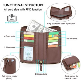 Peacocktion Small Crossbody Bags for Women, RFID Leather Cell Phone Wallet, Trendy Crossbody Purses with Zipper