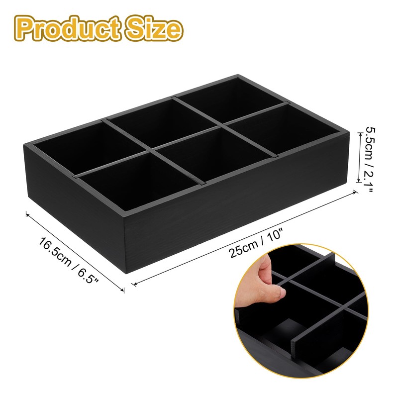 sourcing map Tea Bag Organizer, 6 Compartments Pine Wood Tea