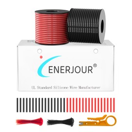ENERJOUR 22 Gauge Silicone Wire 2 Colors Each Spool 100FT, 22 AWG Ultra Flexible Silicone Stranded Electrical Cable Tinned Copper Hook up Wiring kit for 12V 24V, DIY, Automotive, Battery, 200℃