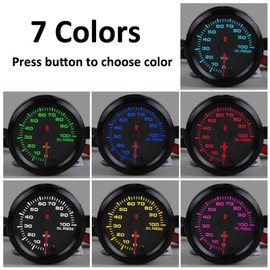 ESUPPORT Universal Car 2 inch 52mm Pointer Oil Pressure Gauge Meter Kit Press PSI 7 Color LED Light Indicator Dail Display Electrical
