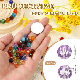 PATIKIL Runde Kristallperlen, 8 mm, 100 Stück, facettierte Glasperlen, lose Abstandshalter für Schmuckherstellung, Armband, Halskette, Ohrringe, Windspiele, Handwerk, Lavendel