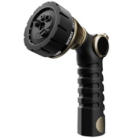 RESTMO Heavy Duty Hose Nozzle, Metal Garden Water Hose Sprayer with 7 Watering Patterns, Thumb Control, On Off Valve, High Pressure Nozzle Sprayer for Watering Plants, Car and Pet Washing, Bronze