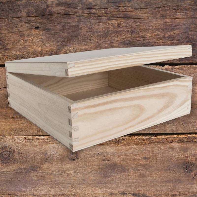 Square Wooden Box with Hinged Lid | 22.5 x 22.5