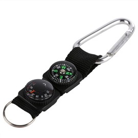 Military Compass,3 in 1 Multifunction Compass, Waterproof Mini Portable Thermometer Compass with Key Ring for Outdoor Camping Hiking Travel Backpacking, Compass Thermometer Compass Military Compa