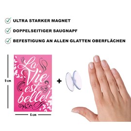 schilderkreis24 Beautiful saying "La Vie est Belle!" magnet decoration quote fridge magnet gift idea birthday Christmas 9 x 6 cm