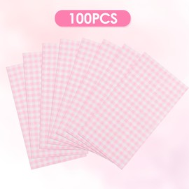 100 Pcs Pink Paper Napkins,2-Ply Disposable Pink and White Checkered Guest Napkins,Gingham Napkins for Bathroom,Dinner,Wedding Valentines,Picnic,BBQ,Tea Party,4.3 x 7.9 Inches