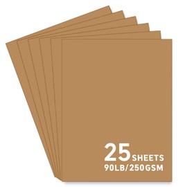 25Sheets Brown Cardstock Paper, 8.5 x 11 Card stock for Cricut, Thick Construction Paper for Card Making, Scrapbooking, Craft 90 lb / 250 gsm
