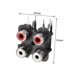sourcing map PCB Panel Mount 4 RCA Socket Female Jack Audio Video AV Connector Black 6pins 5Pcs