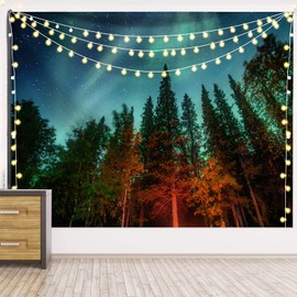Green Misty Forest Tapestry Wall Hanging Nature Landscape Tapestry Sunshine Through Tree Tapestries for Bedroom Living Room Dorm Decor