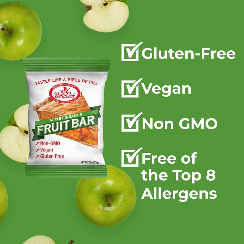 Betty Lou's Fruit Bars, Apple Cinnamon Pack of 12, Gluten