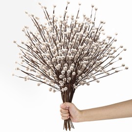 Kanxinr Winter Decorations 12Pcs Artificial Berry Stems White Berry Picks for Christmas Holiday Home Centerpieces Decor (Cream)