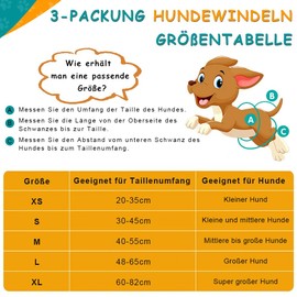 LATRAT 3-Piece Black Dog Nappies, Reusable Heat Pants for Male and Female Dogs, XL