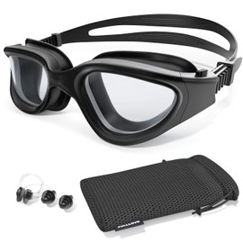Fulllove Polarized Swimming Goggles, Tenfold Long-lasting Anti Fog Swim Goggles with Nose Clip Earplugs for Adult Men Women