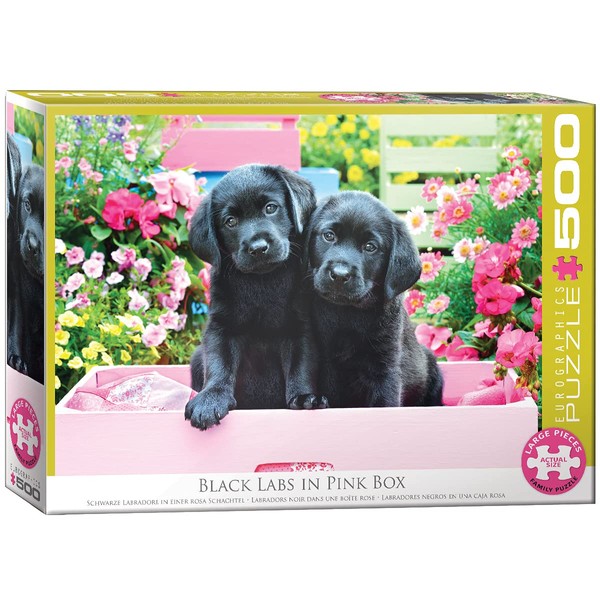 EuroGraphics Black Labs in Pink Box 500 Piece Puzzle