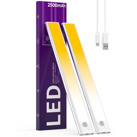 ASOKO HOME Under Cabinet Lights Motion Sensor Light Indoor,3-Light Colors, 2500mAh Rechargeable LED Closet Lights Battery Operated Under Cabinet Lighting Wireless (3-Light Colors, 2Pack)
