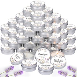 MTLEE 50 Pcs Wedding Candles Gift Favors for Guests 1 Oz Lavender Scented Soy Wax Aromatherapy Candle Favors for Bridal Shower Rustic Wedding Party Guests(Wildflower)