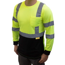 NY BFL8712 High-Visibility Class 3 T Shirt with Moisture Wicking Mesh Birdseye, Black Bottom (2X, Green)