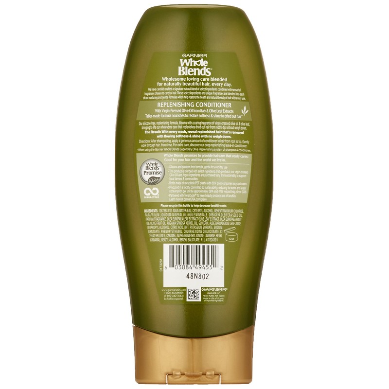 Garnier Whole Blends Mythic Olive Hydrating Conditioner, 12.5 Fl Oz,
