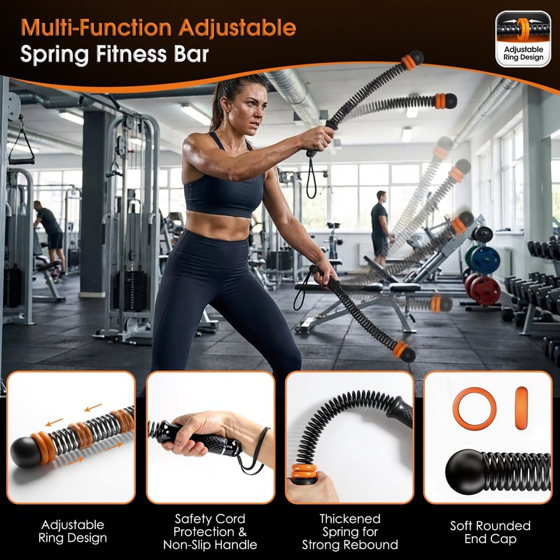 Brveniu Ropeless Battle Rope Portable Cordless Weighted for Home Gym(Black)