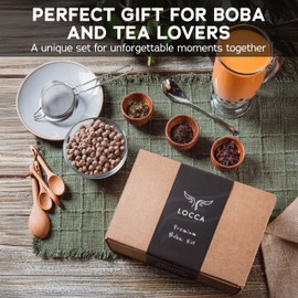 LOCCA Premium Boba Tea Kit by Locca | Makes up to 24 Drinks | Bubble Tea Gift Kit | Thai Tea Edition with Jasmine and Black Tea | Includes Tapioca Balls and Boba Straws | DIY Food Gift