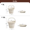 Foldable Bucket, 5L/10L, PP + TPR Material, White, Space-Saving, Foldable
