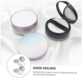 Gatuida 2Pcs Ultra Thin Cosmetic Powder Box with Puff Portable Loose Powder Container for Travel Airtight Design with Elastic Mesh Compact Makeup Case for Women
