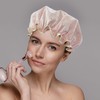 2 Pack Shower Caps, Elastic and Reusable Bonnet, Double Waterproof