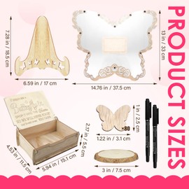 BHUCUTU Wedding Guest Book Alternative Wooden Butterfly Guestbook Ideas Guest Book Wedding Reception with Wooden Hearts and Drop Box Sign in Book for Wedding Birthday Anniversaries Decorations