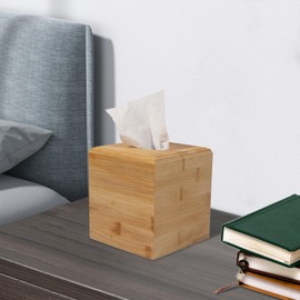 Tissue Box Cover Square for Kleenex - Handmade Tissue Holder for Tabletops, Bathroom, Office & Modern Farmhouse Decor - Decorative Bamboo Tissue Box Cover with Universal Fit​