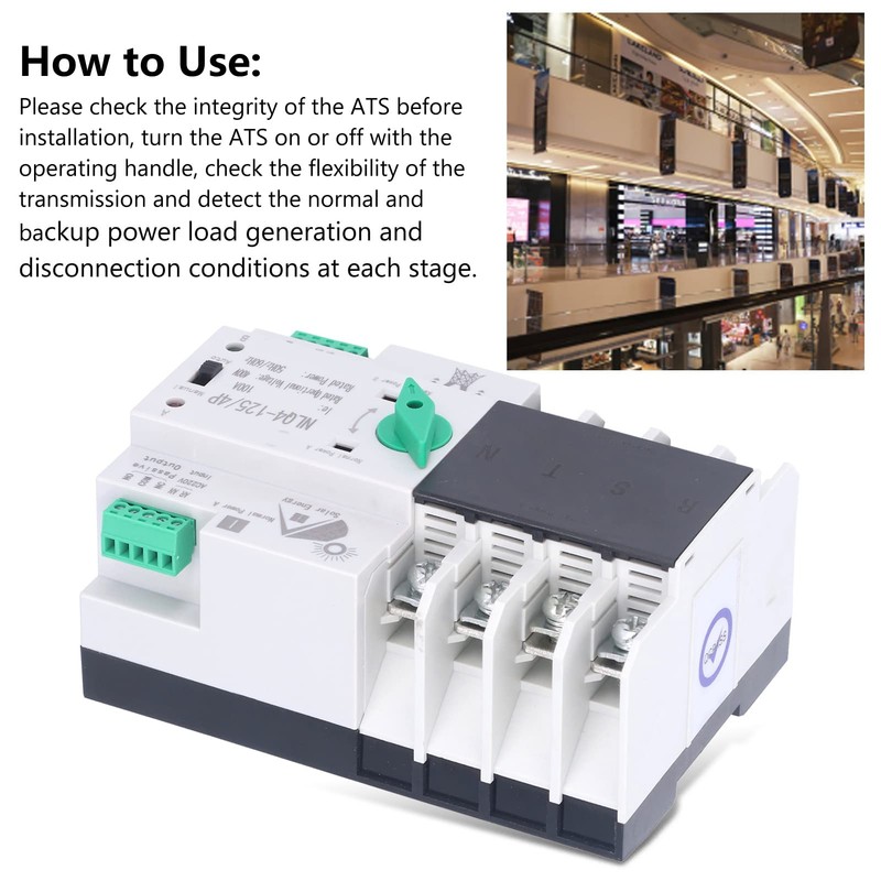 Walfront NLQ4125 4P Dual Power Automatic Transfer Switch 100A AC220V