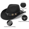 Classic-Felt Western-Cowboy-Hat for Men Women Roll Up Brim Belt Buckle
