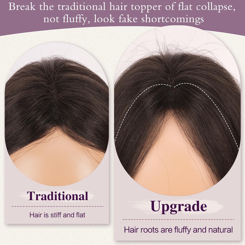 RUWISS Haar Toppers für Frauen Echthaar Topper Leichtes Braun Clip