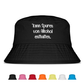 May contain traces of alcohol - Funny Fisherman Hat - The Perfect Sun Hat for Men & Women - Ideal as a Malle Outfit, Party Accessory & Festival Bucket Hat for the Beach, black, Unit size