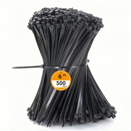 500pcs Cable Zipper Ties, 150mm x 3.5mm Self-Locking Nylon Medium Cable Tie Rope, Indoor and Outdoor Multi-Purpose Cable Ties (Black).