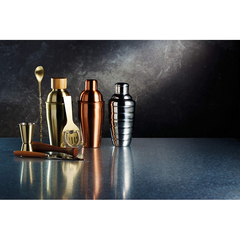 BarCraft Copper Effect Cocktail Shaker with Strainer in Gift Box,