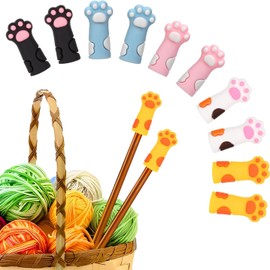 10Pcs 5 Colors Cat Paw Knitting Needle Stoppers, Silicone Knitting Needle Point Protectors Cute Knitting Needle Tips Stoppers Stitch Stoppers for Larger Size Knitting Needle Knitting and Crochet