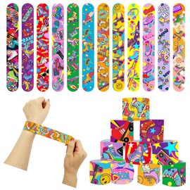 POPOYU 24Pcs Roller Skate Slap Bracelets,Snap Bracelet Bands for Gifts Bag Filler,Roller Skating Party Favors,Cute Wristbands for Kids Birthday Gifts Skate Theme Party Supplies Classroom Prize Gifts