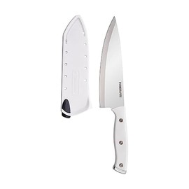 Farberware Edgekeeper Triple Riveted Chef Knife with Self-Sharpening Blade Cover, High Carbon-Stainless Steel Kitchen Knife with Ergonomic Handle, Razor-Sharp Knife, 6 Inch, White