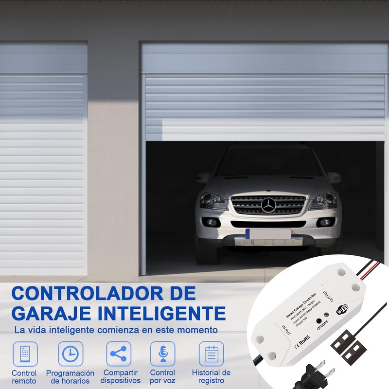 Smart WiFi Abridor de Puerta de Garaje Remoto, Wireless Voice