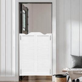 Undercat Swinging Door Cafe Doors Pine Wood Partition Door Saloon Doors for Hallway Porch Kitchen Bar Pub Entrance Partition, 31.89 * 42.13 in, White