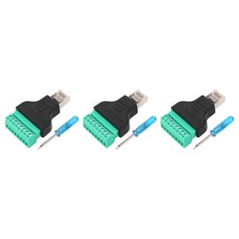 3Pcs RJ45 Screw Terminal Adapter RJ45 Female Thread to 8 Pin Network Connector Welding Free