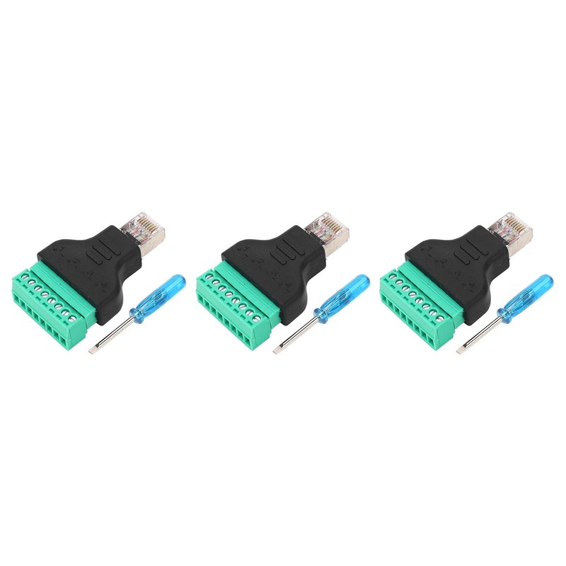 3Pcs RJ45 Screw Terminal Adapter RJ45 Female Thread to 8