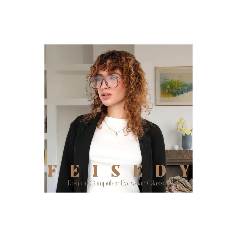Feisedy Gafas De Bloqueo De Luz Azul Cuadradas Estilo Piloto